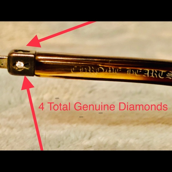 GENUINE DIAMOND accent CHROMED HEART Sunglasses With original case and wipe. - Picture 8 of 15